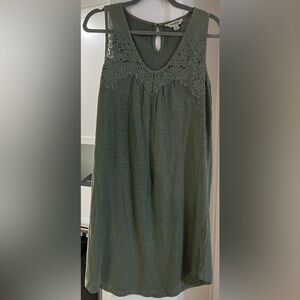 Lucky Brand dress green embroidered eyelet sleeveless casual summer beach